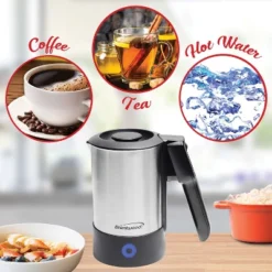 Brentwood KT-1506S 1000-Watt 20-Oz. Dual-Voltage Stainless Steel Electric Travel Kettle, Automatic Shutoff In Silver -Kitchen Appliances GUEST bd7a945f 07be 4946 9241 46ad1a84a8ca