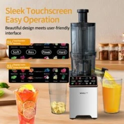 WhallPro Cold Press Juicer Machine With Touchscreen, Slow Masticating Machines With 3" Extra Large Feed Chute, Reverse Function, Soft & Hard Models -Kitchen Appliances GUEST bd9e0d0d 19a5 4aca b317 606e1ed8e96a