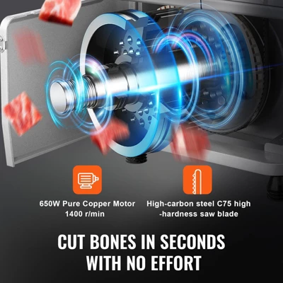 VEVOR Commercial Electric Meat Bandsaw, 650W Stainless Steel Countertop Meat Sawing Machine, Workbench 12.4" X 18.1", Silver 3 VEVOR Commercial Electric Meat Bandsaw, 650W Stainless Steel Countertop Meat Sawing Machine, Workbench 12.4" X 18.1", Silver - Image 3