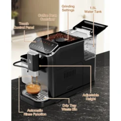 Espresso Machine With Milk Tank, 20 Bar, Built-In & Adjustable Espresso Bean Grinder, 1-15 Adjustable Grind Size Levels -Kitchen Appliances GUEST be6ddba1 e443 4bba b030 5f040bb04766