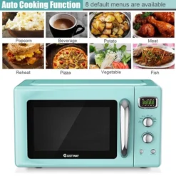 Costway 0.9Cu.ft. Retro Countertop Compact Microwave Oven 900W 8 Cooking Settings BlackGreenWhite -Kitchen Appliances GUEST bebd8aaf 98fe 446f a3ee fb701ffbb581