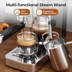 Kismile 9 Bar Espresso Machine With Steam Frother - Compact Stainless Steel Coffee Machine For Latte And Cappuccino, Customizable Brewing Time Modes -Kitchen Appliances GUEST bfb4201c aaa6 44c8 a468 6e95d5b1d0cc