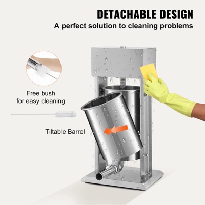 VEVOR Electric Stuffer, 15L Large Capacity, 260W Vertical Sausage Stuffer With Speed Stepless, 304 Stainless Steel Sausage Machine, Silver 6 VEVOR Electric Stuffer, 15L Large Capacity, 260W Vertical Sausage Stuffer With Speed Stepless, 304 Stainless Steel Sausage Machine, Silver - Image 6