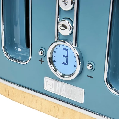 Haden Dorchester 4 Slice Wide Slot Bread And Bagel Retro Toaster With Removable Crumb Tray And Variable Browning Control, Stone Blue 2 Haden Dorchester 4 Slice Wide Slot Bread And Bagel Retro Toaster With Removable Crumb Tray And Variable Browning Control, Stone Blue - Image 2