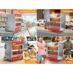 ROVSUN 49QT/46L Hot Dog Steamer, 2-Tier Hut Steamer, Hot Dog Steamer Bun Warmer Cooker 270 Hot Dogs & 58 Buns Capacity With Drawer, Removable Shelves -Kitchen Appliances GUEST c058817c 9b0e 4806 899d 62f0d301545b