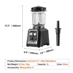 VEVOR Professional Blender, Commercial Countertop Blenders, 68 Oz Jar Blender Combo, Stainless Steel 3 Functions Blender, Black -Kitchen Appliances GUEST c16e2d1c 5110 4eff b639 aefae02c1337