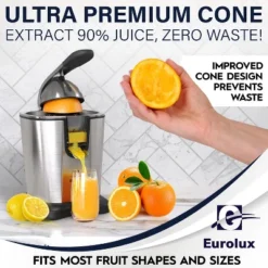 Eurolux 300W Citrus Juicer Power Pro– Stainless Steel, Quiet, Dishwasher Safe, Anti-drip Spout -Kitchen Appliances GUEST c2597acc 2c08 4fd4 9952 a0f17dfead58