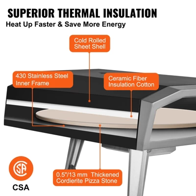 VEVOR Outdoor Pizza Oven, 16-inch, Gas Fired Pizza Maker, Portable Outside Stainless Steel Pizza Grill With 360° Rotatable Pizza Stone 4 VEVOR Outdoor Pizza Oven, 16-inch, Gas Fired Pizza Maker, Portable Outside Stainless Steel Pizza Grill With 360° Rotatable Pizza Stone - Image 4
