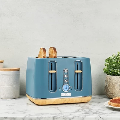 Haden Dorchester 4 Slice Wide Slot Bread And Bagel Retro Toaster With Removable Crumb Tray And Variable Browning Control, Stone Blue 1 Haden Dorchester 4 Slice Wide Slot Bread And Bagel Retro Toaster With Removable Crumb Tray And Variable Browning Control, Stone Blue