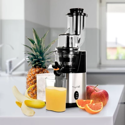 MegaChef Pro Stainless Steel Slow Juicer: Silver Electric Juice Maker, 200W, Dishwasher-Safe, 2L Capacity, 1 Speed 2 MegaChef Pro Stainless Steel Slow Juicer: Silver Electric Juice Maker, 200W, Dishwasher-Safe, 2L Capacity, 1 Speed - Image 2
