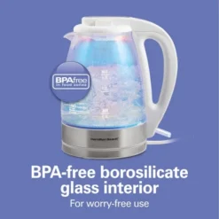 Hamilton Beach 1.7 Liter Irid Glass Kettle 41055: Electric Water Heater, Clear Tea Maker, 1500W Hot Pot, Hand Wash -Kitchen Appliances GUEST c61cb2c8 9cd1 4a04 ab24 b96b68b115b4