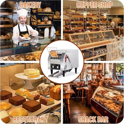 Winado 11.2 In. 1300W 110V Commercial Conveyor Toaster With 150 Slices/Hour 2 Winado 11.2 In. 1300W 110V Commercial Conveyor Toaster With 150 Slices/Hour - Image 2