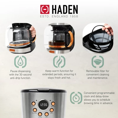Haden Heritage 1.7 Liter Stainless Steel Electric Kettle Bundled With 12 Cup Drip Coffee Maker, Coffee Machine With Auto Shut-Off, Steel & Copper 3 Haden Heritage 1.7 Liter Stainless Steel Electric Kettle Bundled With 12 Cup Drip Coffee Maker, Coffee Machine With Auto Shut-Off, Steel & Copper - Image 3