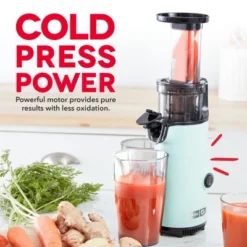 Dash Compact Cold Press Power Juicer - Aqua: Slow Juice Maker, Stainless Steel, 130W, 16oz Capacity, Hand Wash -Kitchen Appliances GUEST c735cc30 7e9d 44a8 9b2e 472627339a35