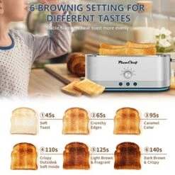 ELJGET Toaster 4 Slice, Extra Long Slots 4 Slice Toaster, Reheat/Defrost/Cancel Function 6 Browning Settings Auto Pop-up Removable Crumb Tray, Silver -Kitchen Appliances GUEST c77397ca 07e2 421d bffd b59d5675527e