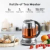 Mecity Electric Tea Kettle - 1.7L Glass, Temp Control, Preset Programs, Removable Infuser, 1200W