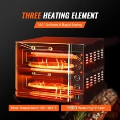 VEVOR Commercial Pizza Oven Countertop, 14" Double Deck Layer, Stainless Steel Electric Pizza Oven With Stone And Handle -Kitchen Appliances GUEST c944ed9e 8c23 4d84 988f 50f56022a7af