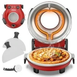Teendow 12" Indoor Pizza Oven With Removable Ceramic Stone, 800°F Max Heat, Adjustable Top & Bottom Heating,Red -Kitchen Appliances GUEST c997e8ae 3c6a 484a a498 76f9df56b3df