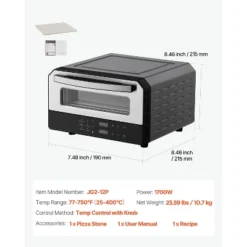 VEVOR Electric Pizza Oven, Smart Pizzas Maker Indoor With 5 Preset, 12-Inch Countertop Pizza Cooker W/ Touch Srceen, 750℉ Max Temp, Silver&Grey 14 VEVOR Electric Pizza Oven, Smart Pizzas Maker Indoor With 5 Preset, 12-Inch Countertop Pizza Cooker W/ Touch Srceen, 750℉ Max Temp, Silver&Grey -Kitchen Appliances GUEST ca15c5cd 548e 400c a365 87e581da459a