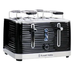 Russell Hobbs Retro Style 4 Slice Toaster In Black -Kitchen Appliances GUEST cab912ec 8817 44aa 9e17 eb1d0012a748