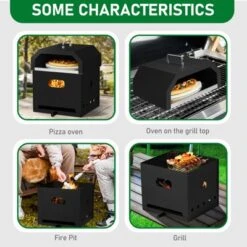 KTMBDW Outdoor Pizza Oven, Wood Fired For Outside, Patio Maker With Pizza Stone, Cooking Grill Grate For Backyard Camping, Black -Kitchen Appliances GUEST cad92235 df8b 4574 a238 83a397c2b955