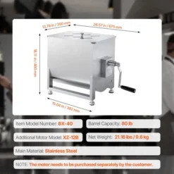 VEVOR Manual Meat Mixer, 80L Fixed Tank Meat Processing Equipment(Mixing Max 80LBS For Meat), Stainless Steel Meat Mixer, Silver -Kitchen Appliances GUEST cb4df1b7 f3b7 4543 b0e7 bd5bd3a93f29