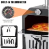 25.4"x21"x63" Wood Fired Pizza Oven Outdoor Pizza Maker Grill With Waterproof Cover & Wheels