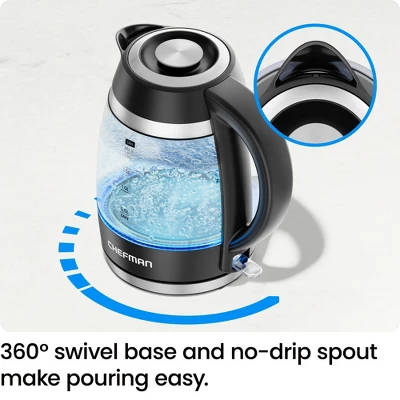 Chefman Rapid-Boil 1.8L Electric Kettle W/ Removable Lid And LED Indicator Lights - Black 4 Chefman Rapid-Boil 1.8L Electric Kettle W/ Removable Lid And LED Indicator Lights - Black - Image 4