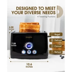 ZACHVO 2 Slice Toaster, Retro Bread Toaster With LED Display-Black -Kitchen Appliances GUEST cdd5931f 30a1 4920 a2cf e18120ba6dc0
