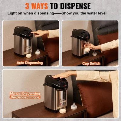 VEVOR Hot Water Dispenser, Adjustable 4 Temperatures Water Boiler And Warmer, 304 Stainless Steel Countertop Water Heater, 3-Way Dispense, 3L/102 Oz 5 VEVOR Hot Water Dispenser, Adjustable 4 Temperatures Water Boiler And Warmer, 304 Stainless Steel Countertop Water Heater, 3-Way Dispense, 3L/102 Oz - Image 5