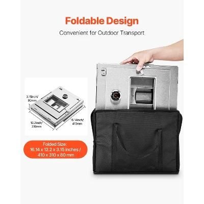 VEVOR Foldable Camping Oven, Stainless Steel Portable Camping Stove, With 3 Tier Grill, Handle And Thermometer, Use With Wood Burning Fire, Silver 5 VEVOR Foldable Camping Oven, Stainless Steel Portable Camping Stove, With 3 Tier Grill, Handle And Thermometer, Use With Wood Burning Fire, Silver - Image 5