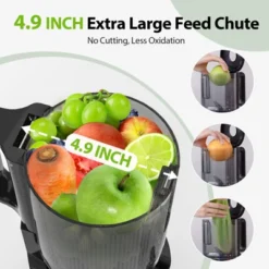 Aeitto Slow Juicer Machines, 4.9" Extra Large Feed Chute Cold Press Juicer For Whole Fruits And Vegetables & Easy Clean