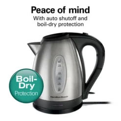 Hamilton Beach 1.7L StainSteel Kettle 40880: 1500W Electric Tea Kettle, Silver, Plastic Handle & Lid, 1 Year Warranty -Kitchen Appliances GUEST d139dd34 c779 4157 b43c eb226624d51a