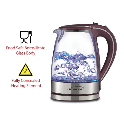 Brentwood 1,100-Watt 1.8-Qt. 7-Cup Cordless Tempered-Glass Electric Kettle With Auto Shut-off 2 Brentwood 1,100-Watt 1.8-Qt. 7-Cup Cordless Tempered-Glass Electric Kettle With Auto Shut-off - Image 2