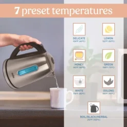 NELO Electric Kettle With 7 Temperature Presets, Digital Temperature Display, LED Indicator Lights, Stainless Steel, BPA-Free, 1.7 Liters -Kitchen Appliances GUEST d2ad6986 f515 4e05 817c c201987be876