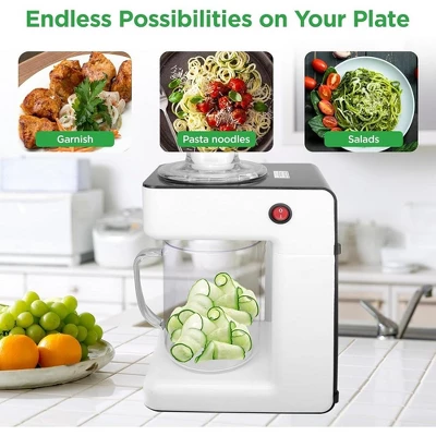 NutriChef Electric Food Chopper - 3-in-1 Vegetable Processor, Fruit Cutter, Spiral Shredder Machine, Zoodle Maker With 3 Cutting Blades - PKESPR26 4 NutriChef Electric Food Chopper - 3-in-1 Vegetable Processor, Fruit Cutter, Spiral Shredder Machine, Zoodle Maker With 3 Cutting Blades - PKESPR26 - Image 4