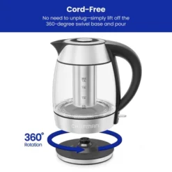 Chefman 1.8L Rapid-Boil Kettle With Keep Warm And Tea Infuser - Stainless Steel: Electric Water Boiler, 1500W, Silver -Kitchen Appliances GUEST d51ccb2a 58b2 4b6a 81dc 8cb1b5b250f6