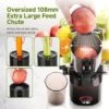 Juicer Machines With 108mm Feed Chute, 45-60 RPM Slow Masticating Juicer With Triple Stainless Steel Filter, 160W Pure Copper Motor, Reverse Function