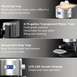 Kismile 20 Bar Espresso Machine Semi-Automatic, Professional Coffee Maker With Milk Frother Steam Wand & 45OZ Removable Water Tank -Kitchen Appliances GUEST d5323c57 744e 4bdf 90c2 d7711c845b4b