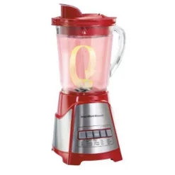 Hamilton Beach Blender / Chopper 58144: 700W 4-Speed Kitchen System, 40oz Capacity, Dishwasher-Safe, Red
