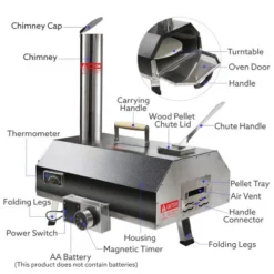 Outdoor 12" Automatic Rotatable Pizza Ovens Portable Stainless Steel Wood Fired Pizza Maker With Built-in Thermometer Pizza Cutter Carry Bag -Kitchen Appliances GUEST d67e1ba1 687f 49e3 b70f 36a871d4ce3c