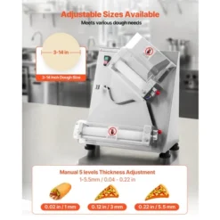 VEVOR Pizza Dough Roller Sheeter, 3-14 Inch Automatic Stainless Steel Pizza Press, Electric 370W Pasta Maker Machine, 260 Pcs Per Hour, Silver -Kitchen Appliances GUEST d6c672d5 222d 4ebc bd32 b6fd3fee3553