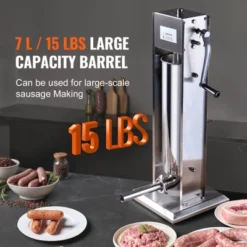 VEVOR Manual Sausage Stuffer, 7 L / 15 LBS Vertical Sausage Machine, Dual-Speed Meat Stuffer, Made Of Food-Grade 304 Stainless Steel, Silver -Kitchen Appliances GUEST d88310da e057 4a88 bde0 d581e0282f90