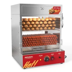 ROVSUN 49QT/46L Hot Dog Steamer, 2-Tier Hut Steamer, Hot Dog Steamer Bun Warmer Cooker 270 Hot Dogs & 58 Buns Capacity With Drawer, Removable Shelves -Kitchen Appliances GUEST da16a7d8 0d24 474e aa4e 392bcd787112