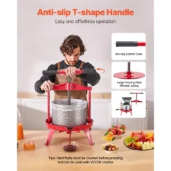 VEVOR 2.38 Gal/9L Fruit Wine Press, Stainless Steel Basket With Cross-beam And Triangular Structure, Manual Juice Maker, Red -Kitchen Appliances GUEST db5edbaf 7bb5 4198 a924 31b3272727a4