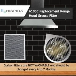 Nispira Replacement Range Hood Grease Filter With Charcoal Compatible With Broan 97007696, S97007696, 6105C, 1172266, 41F. A Set Of 8 Filters