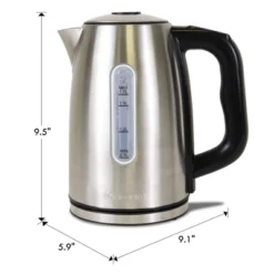 Kenmore 57.6oz Preset Programable Stainless Steel Electric Tea Kettle Black/Silver: 1.8L, Auto Shut-Off, LED Light -Kitchen Appliances GUEST dba924fb 1012 4ac9 a232 4cf73643fd08