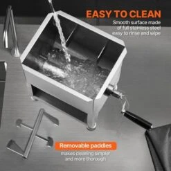 VEVOR Manual Meat Mixer, 15L Fixed Tank Meat Processing Equipment(Mixing Maximum 15LBS For Meat), Stainless Steel Meat Mixer, Silver -Kitchen Appliances GUEST dbec5b82 156c 4593 ab77 c3821967256f