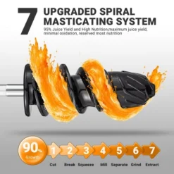 Masticating Juicer, Slowe Cold Press Juicer With 7 Spiral Masticating, Reverse Function, Juicer Machines With Food Grade Anti-oxidation Materials 16 Masticating Juicer, Slowe Cold Press Juicer With 7 Spiral Masticating, Reverse Function, Juicer Machines With Food Grade Anti-oxidation Materials -Kitchen Appliances GUEST dc359737 d570 4d4e ad85 a9fd951e1466