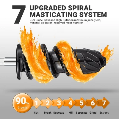 Masticating Juicer, Slowe Cold Press Juicer With 7 Spiral Masticating, Reverse Function, Juicer Machines With Food Grade Anti-oxidation Materials 4 Masticating Juicer, Slowe Cold Press Juicer With 7 Spiral Masticating, Reverse Function, Juicer Machines With Food Grade Anti-oxidation Materials - Image 4